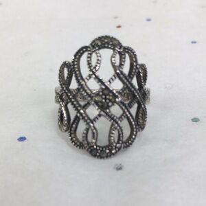Marsala CW Sterling Silver Marcasite Elegant Swirls Ring 925 Size 8